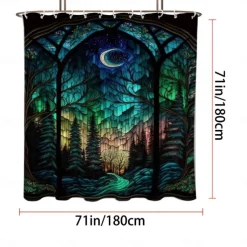 Shower Curtain with Hooks 180cm*180cm(70