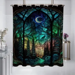 Shower Curtain with Hooks 180cm*180cm(70