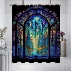 Shower Curtain with Hooks 180cm*180cm(70