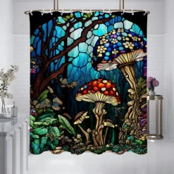 Shower Curtain with Hooks 180cm*180cm(70