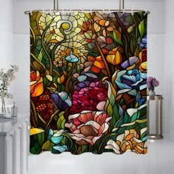 Shower Curtain with Hooks 180cm*180cm(70