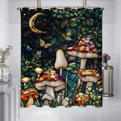 Shower Curtain with Hooks 180cm*180cm(70