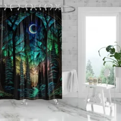 Shower Curtain with Hooks 180cm*180cm(70