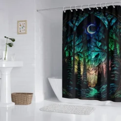 Shower Curtain with Hooks 180cm*180cm(70