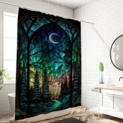 Shower Curtain with Hooks 180cm*180cm(70
