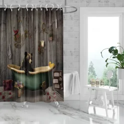 Shower Curtain with Hooks 180cm*180cm(70