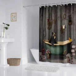Shower Curtain with Hooks 180cm*180cm(70