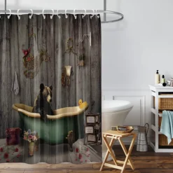 Shower Curtain with Hooks 180cm*180cm(70