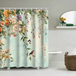 Shower Curtain with Hooks 180cm*180cm(70