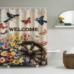 Shower Curtain with Hooks 180cm*180cm(70