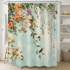 Shower Curtain with Hooks 180cm*180cm(70