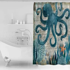 Shower Curtain with Hooks 180cm*180cm(70