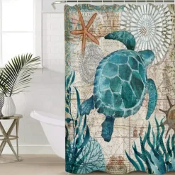 Shower Curtain with Hooks 180cm*180cm(70