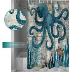 Shower Curtain with Hooks 180cm*180cm(70