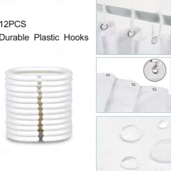 Shower Curtain with Hooks 180cm*180cm(70