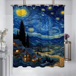 Shower Curtain with Hooks 180cm*180cm(70