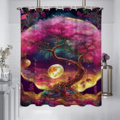 Shower Curtain with Hooks 180cm*180cm(70