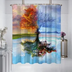 Shower Curtain with Hooks 180cm*180cm(70