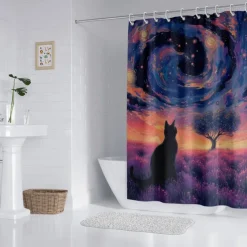 Shower Curtain with Hooks 180cm*180cm(70