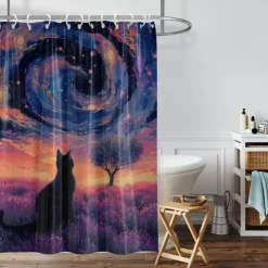 Shower Curtain with Hooks 180cm*180cm(70