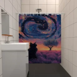 Shower Curtain with Hooks 180cm*180cm(70