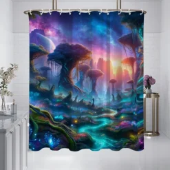 Shower Curtain with Hooks 180cm*180cm(70