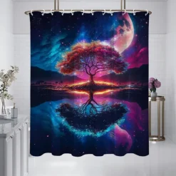 Shower Curtain with Hooks 180cm*180cm(70