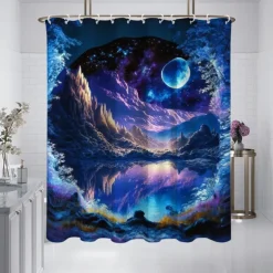 Shower Curtain with Hooks 180cm*180cm(70