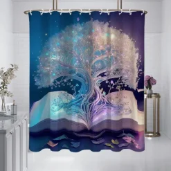 Shower Curtain with Hooks 180cm*180cm(70
