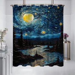 Shower Curtain with Hooks 180cm*180cm(70