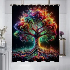 Shower Curtain with Hooks 180cm*180cm(70