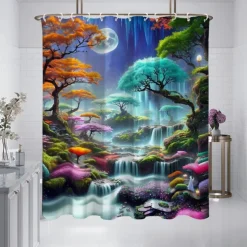 Shower Curtain with Hooks 180cm*180cm(70