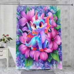 Shower Curtain with Hooks 180cm*180cm(70"*70") Polyester Washable Waterproof Pattern Bathroom Bathtub Decor Romantic Pink Flowers