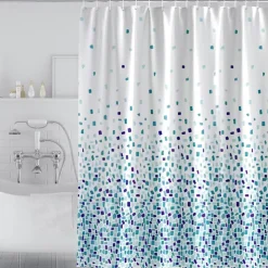 Shower Curtain with Hooks 180cm*180cm(70"*70") Polyester Machine Washable Waterproof Geometric Blue Purple Pattern