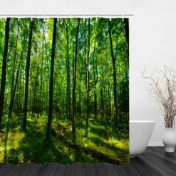 Shower Curtain with Hooks 180cm*180cm(70