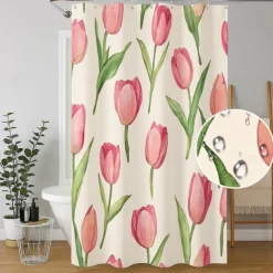 Shower Curtain with Hooks 180cm*180cm(70