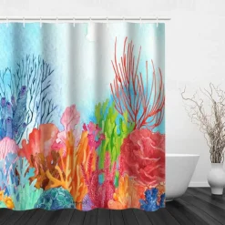 Shower Curtain with Hooks 180cm*180cm(70"*70") Polyester Washable Waterproof Floral Plant Leaves Pattern