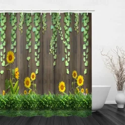 Shower Curtain with Hooks 180cm*180cm(70