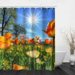 Shower Curtain with Hooks 180cm*180cm(70