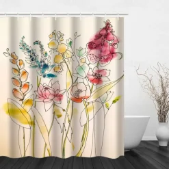 Shower Curtain with Hooks 180cm*180cm(70