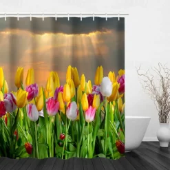 Shower Curtain with Hooks 180cm*180cm(70