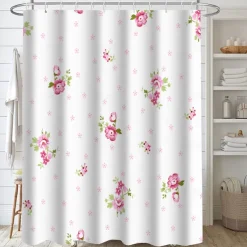 Shower Curtain with Hooks 180cm*180cm(70"*70") Polyester Washable Waterproof Landscape Floral Plant Pattern