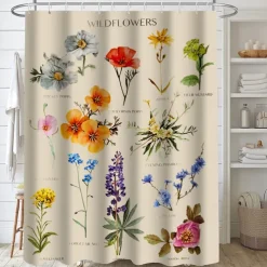 Shower Curtain with Hooks 180cm*180cm(70