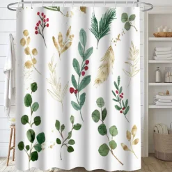 Shower Curtain with Hooks 180cm*180cm(70