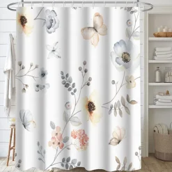 Shower Curtain with Hooks 180cm*180cm(70