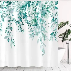 Shower Curtain with Hooks 180cm*180cm(70"*70") Polyester Washable Waterproof Landscape Floral Plant Pattern