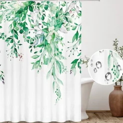 Shower Curtain with Hooks 180cm*180cm(70"*70") Polyester Washable Waterproof Landscape Floral Plant Pattern