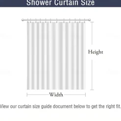 Shower Curtain with Hooks 180cm*180cm(70