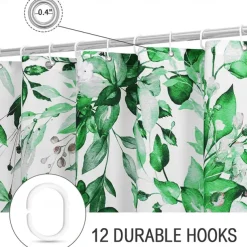 Shower Curtain with Hooks 180cm*180cm(70