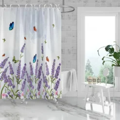 Shower Curtain with Hooks 180cm*180cm(70